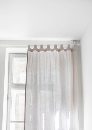 Tab top linen curtain - 53x64" / 135x163cm / Cream from AmourLinen