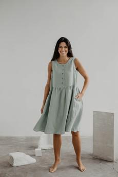 Linen sleeveless summer dress HAZEL L Mustard via AmourLinen