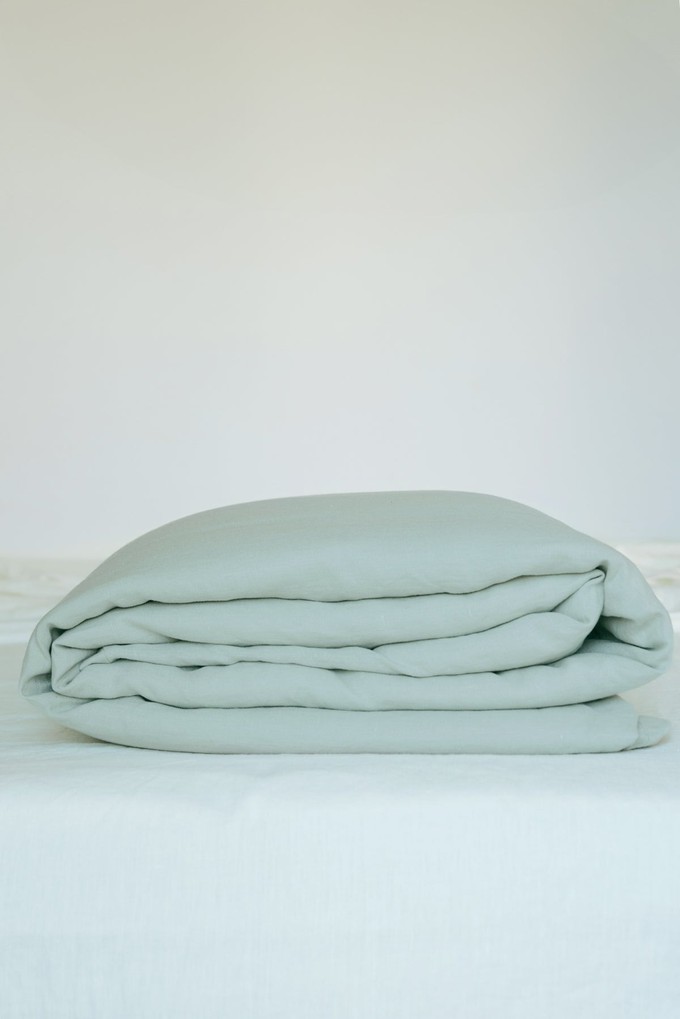 Linen duvet cover in Sage Green from AmourLinen