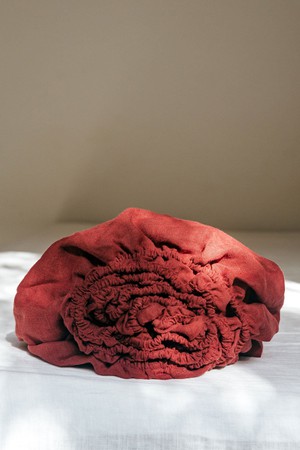 Linen fitted sheet in Terracotta from AmourLinen