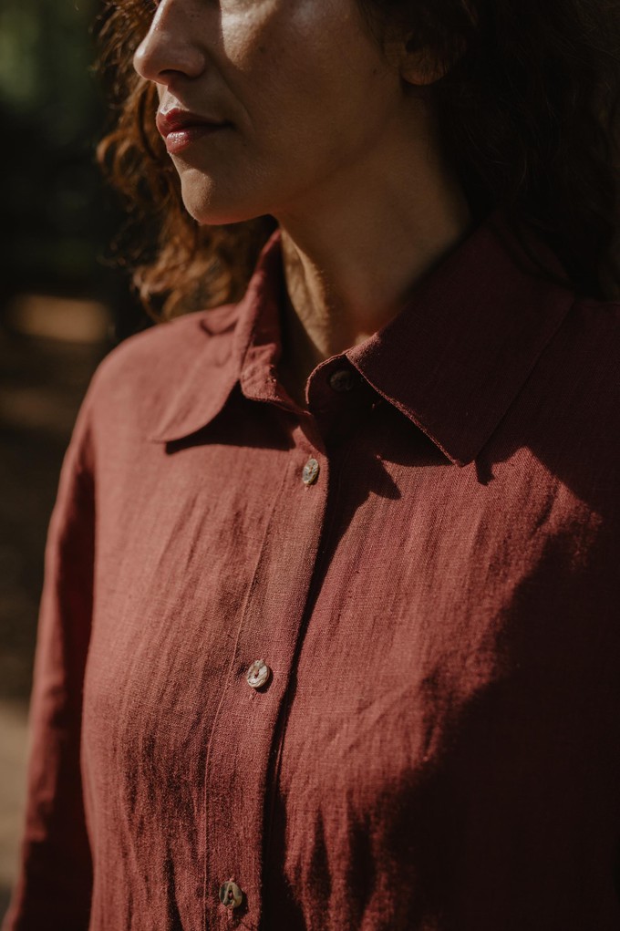 Odense casual linen shirt ODENSE S Terracotta from AmourLinen