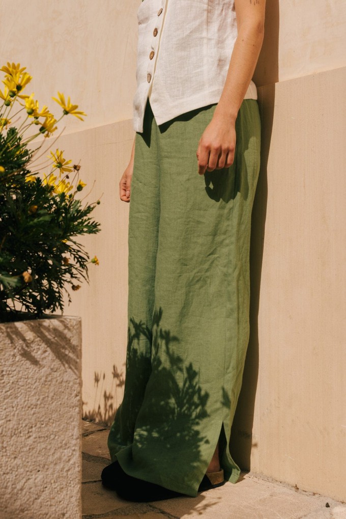 Leah wide linen pants with slits from AmourLinen