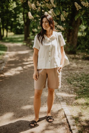 Linen summer shirt SCARLETT in White from AmourLinen