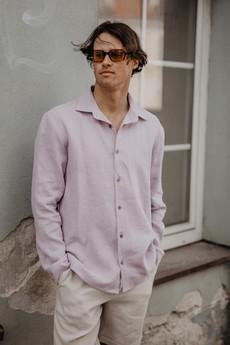 Classic linen shirt HECTOR XL Dusty Rose via AmourLinen