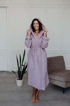 Waffle linen bathrobe Snuggle - Dusty Rose / Size 2 via AmourLinen