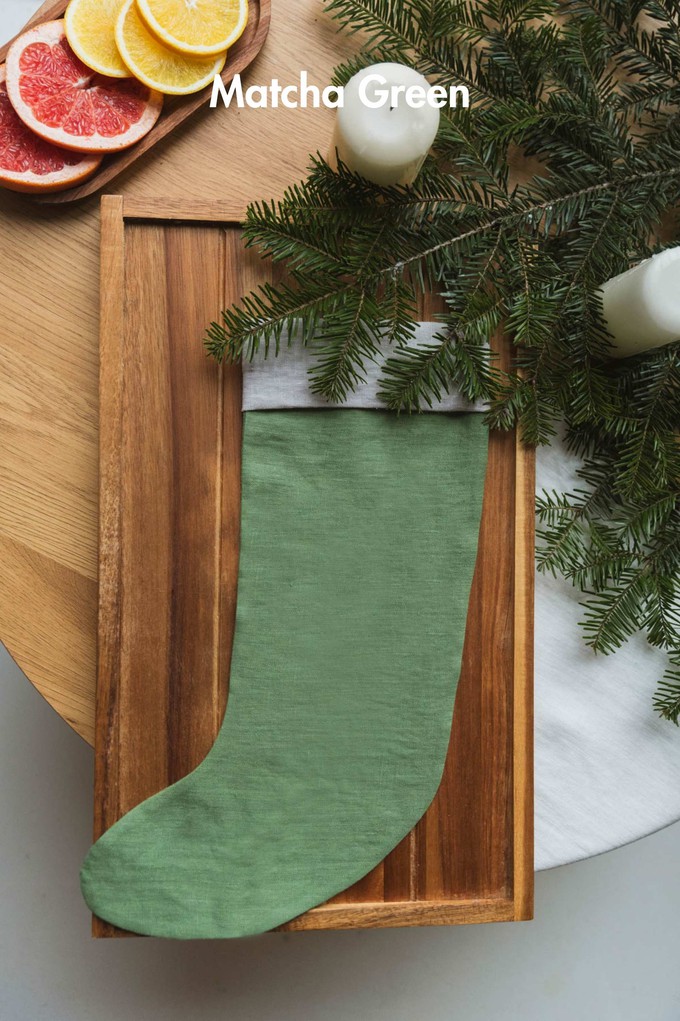 Linen Christmas stocking from AmourLinen