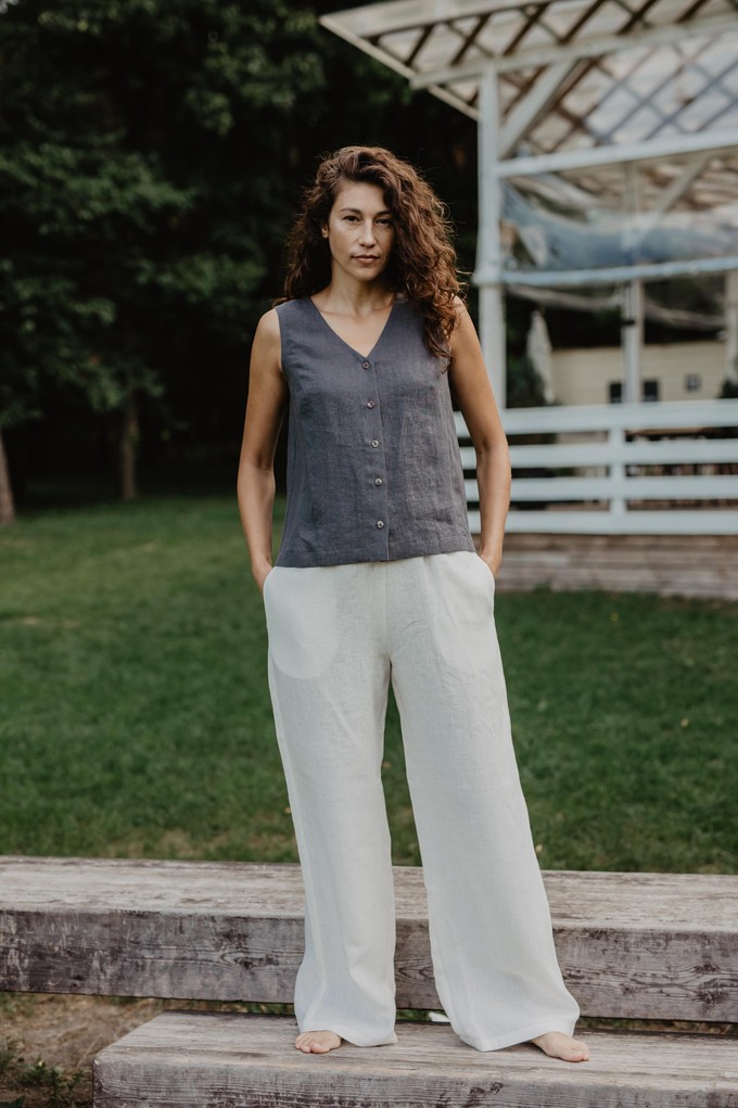 OULU super long linen pants in Cream from AmourLinen