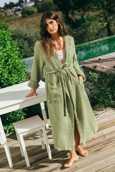 Waffle linen bathrobe Snuggle via AmourLinen