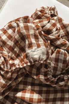 Linen fitted sheet in Mocha Gingham via AmourLinen