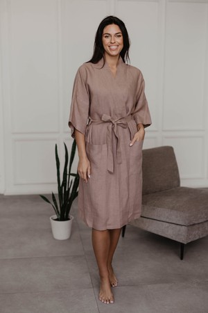 Linen bathrobe Midnight from AmourLinen