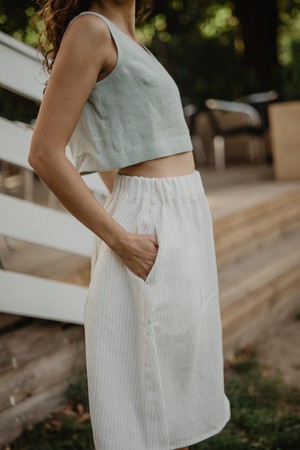 Linen skirt with buttons DAISY M White from AmourLinen