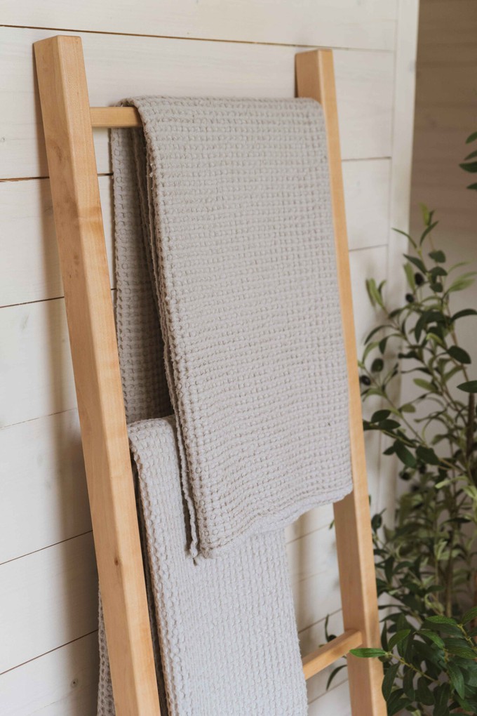 Linen waffle towel set in Cream (3 pcs) from AmourLinen