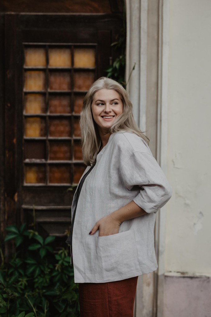 Linen oversized jacket KYIV in Cream from AmourLinen