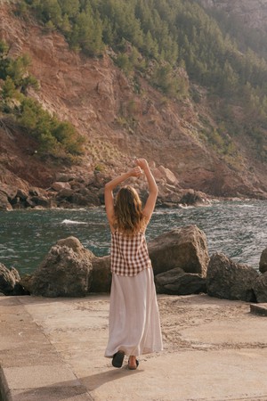 MONA long linen skirt in Cream from AmourLinen