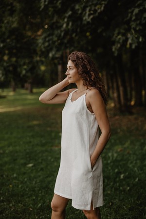 Linen slip dress ZOE in Dusty Rose from AmourLinen