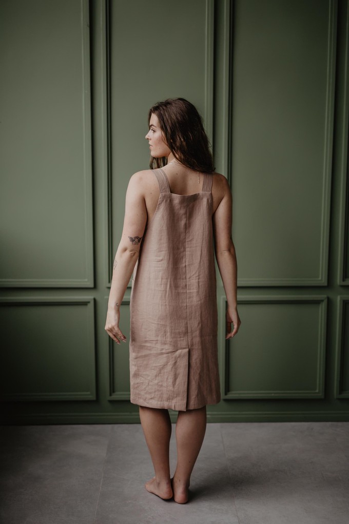 Linen apron dress JADE in Rosy Brown from AmourLinen