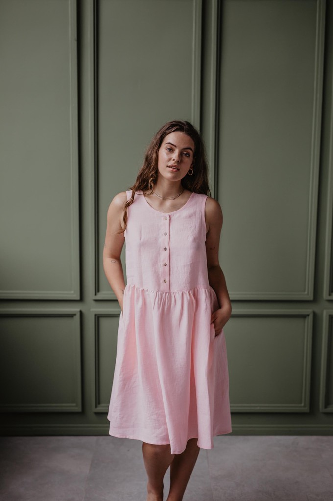 Linen sleeveless summer dress HAZEL in Cotton Candy from AmourLinen