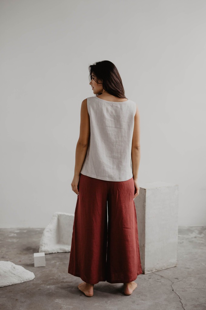 Wide linen pants ISABELLA in Cream from AmourLinen