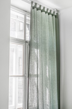 Tab top linen curtain in Sage Green from AmourLinen