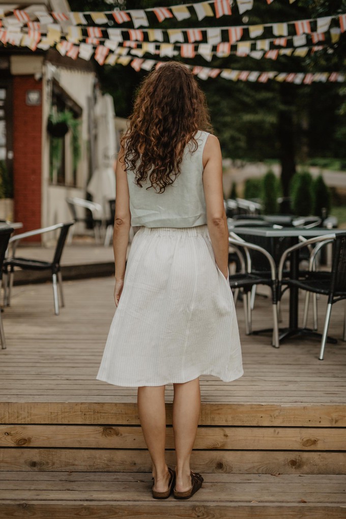 Bergen mid-length linen skirt in Cream | sale from AmourLinen