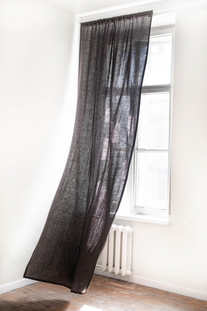 Tab top linen curtain in Charcoal from AmourLinen