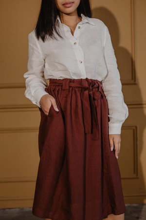 Bergen mid-length linen skirt from AmourLinen