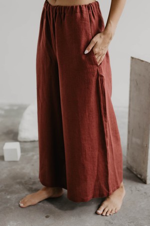 Wide linen pants ISABELLA in Terracotta from AmourLinen