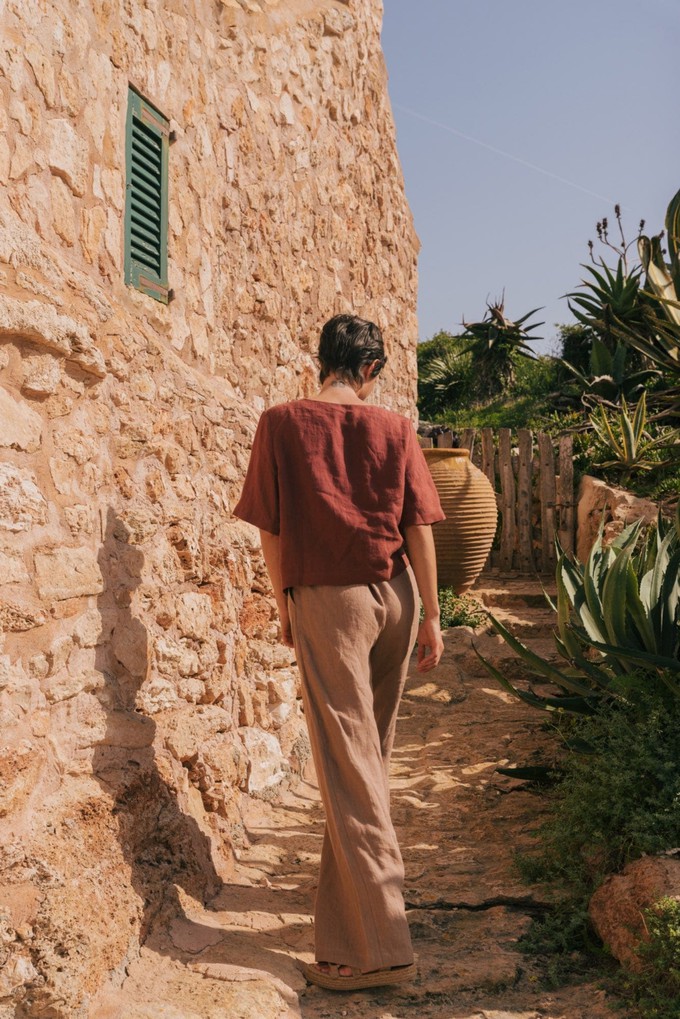 Lydia classic linen pants in Rosy Brown from AmourLinen