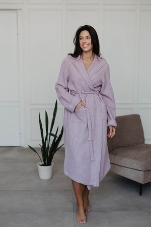 Waffle linen bathrobe Snuggle - Dusty Rose / Size 1 from AmourLinen