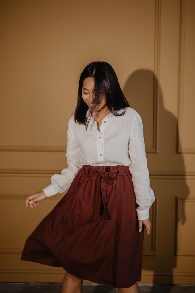 Bergen mid-length linen skirt from AmourLinen