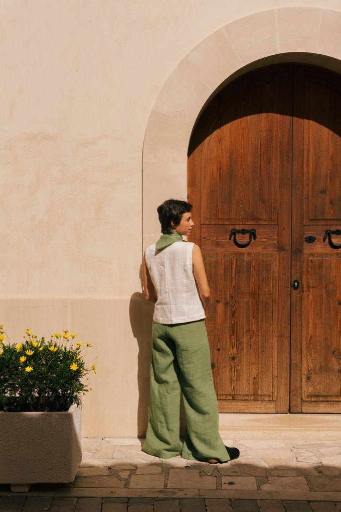 Leah wide linen pants with slits from AmourLinen