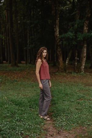 Linen pants Malmo S Charcoal from AmourLinen