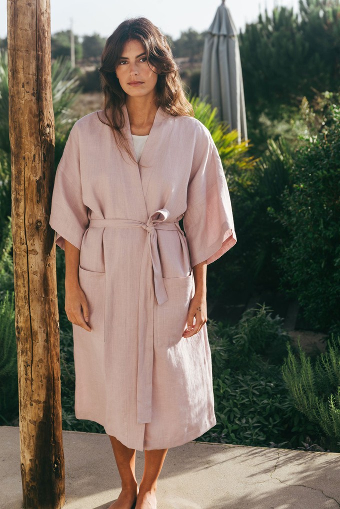 Linen bathrobe MIDNIGHT from AmourLinen