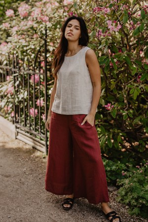 Wide linen pants ISABELLA in Cream from AmourLinen