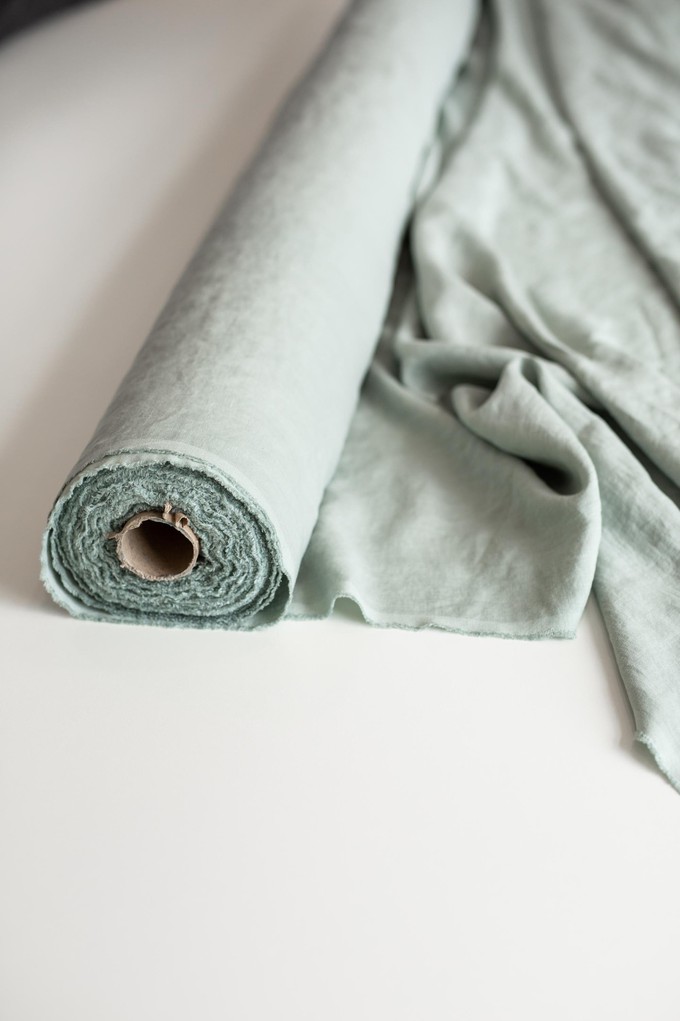 Sage Green 95" / 240 cm linen fabric from AmourLinen