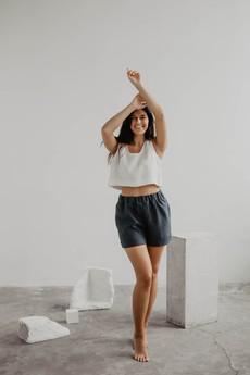 Linen shorts MIA in Charcoal via AmourLinen