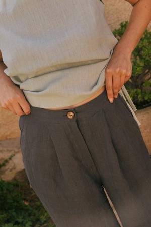 Lydia classic linen pants in Charcoal from AmourLinen