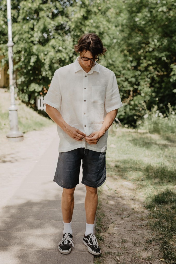 Classic linen shorts HERMES in Charcoal from AmourLinen