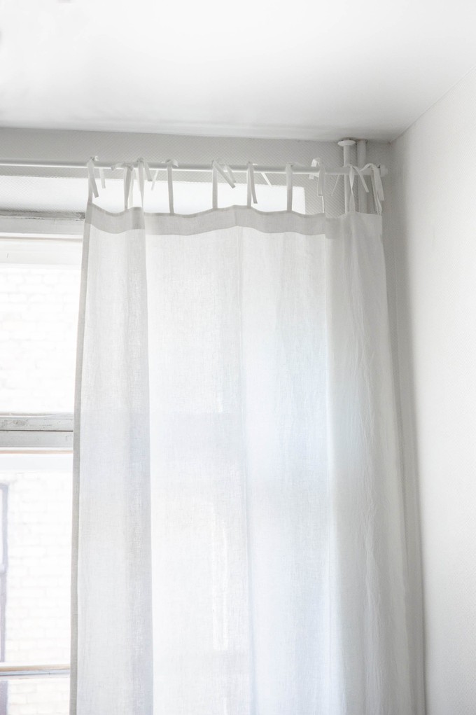 Tie top linen curtain in White from AmourLinen