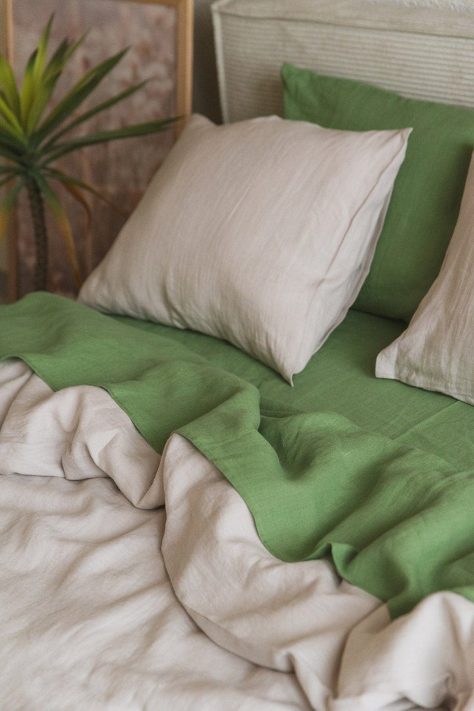 Linen flat sheet in Matcha Green from AmourLinen