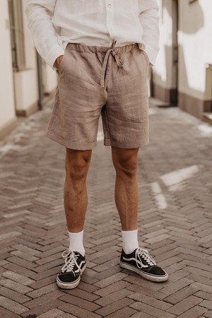 Linen shorts ARES in Charcoal | sale from AmourLinen