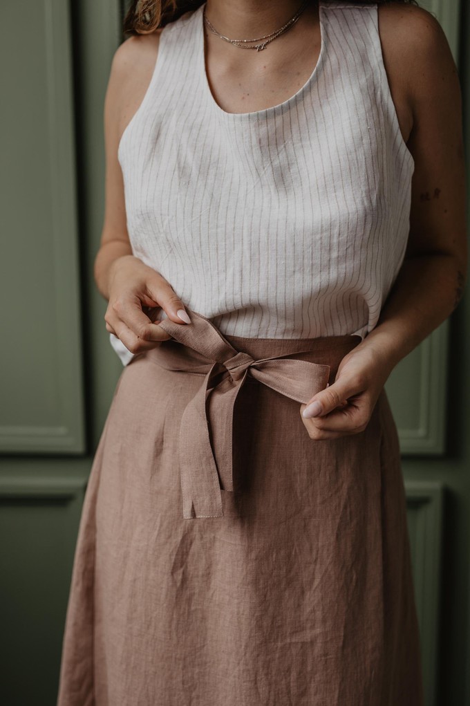 Linen wrap skirt IRIS in Rosy Brown from AmourLinen