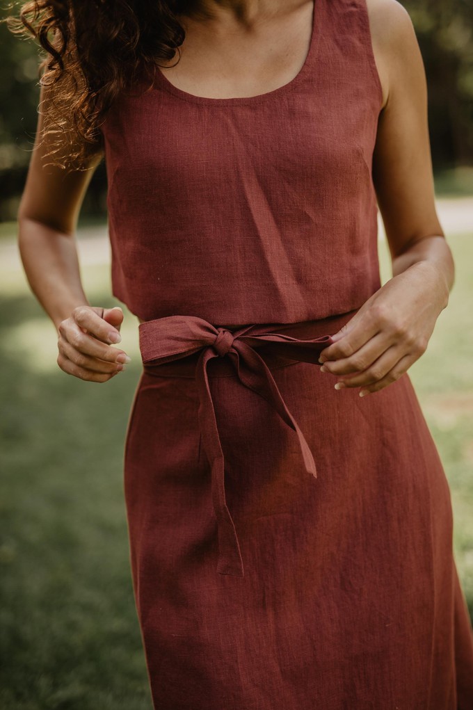 Linen wrap skirt IRIS in Terracotta from AmourLinen