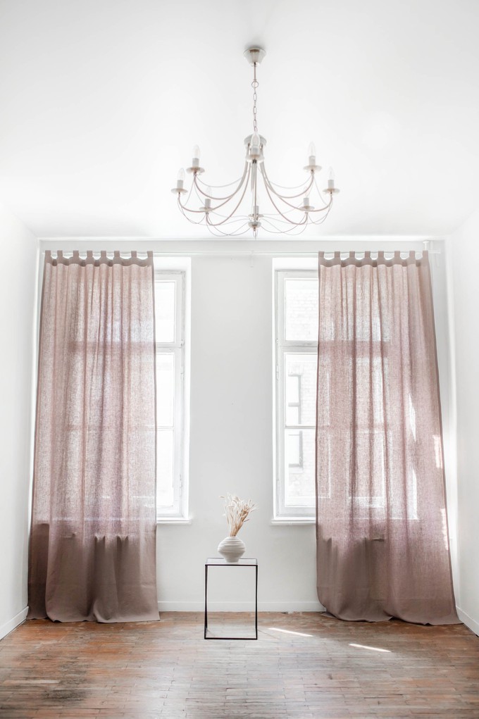 Tab top linen curtain in Rosy Brown from AmourLinen