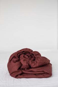 Linen fitted sheet in Terracotta via AmourLinen