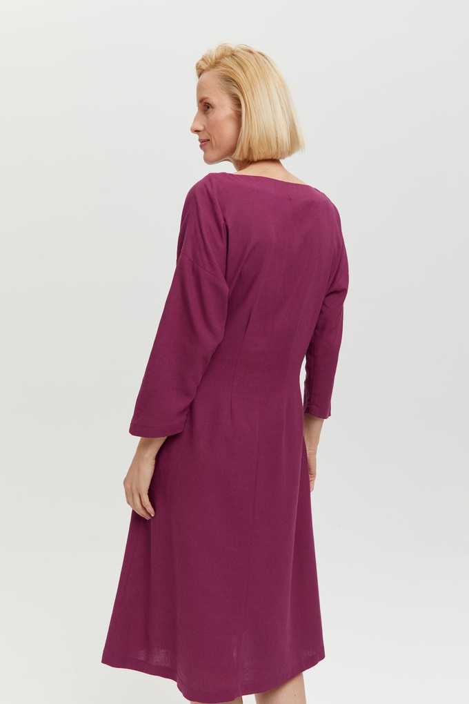 Lusin | Midi Linen Dress with Button-Front in Purple from AYANI