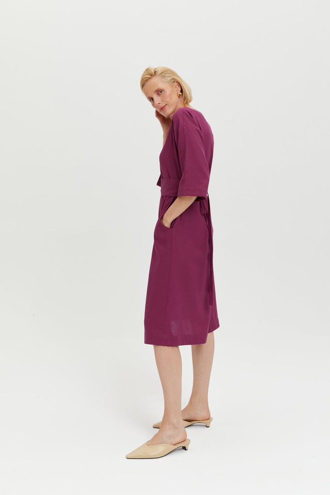 Mane | Elegant Midi Dress with Kimono Belt in Purple from AYANI