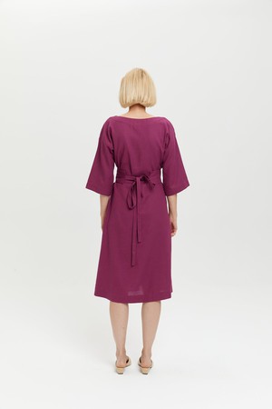 Mane | Elegant Midi Dress with Kimono Belt in Purple from AYANI