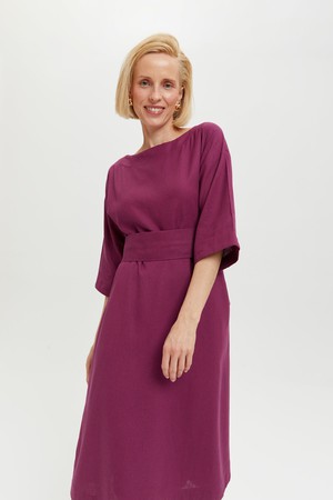 Mane | Elegant Midi Dress with Kimono Belt in Purple from AYANI