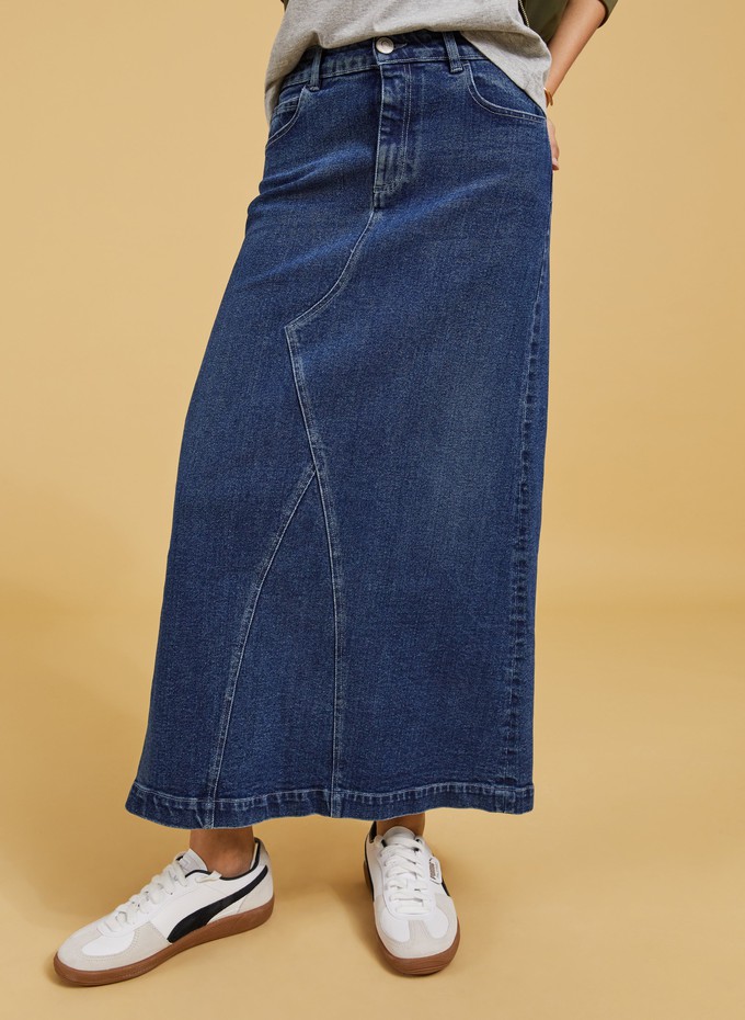 Nia Organic Stretch Denim Long Skirt from Baukjen